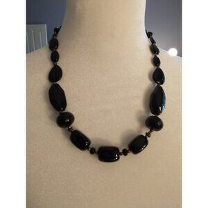 Vintage 1986 BARSE 925 Silver and Black Glass Bead Necklace